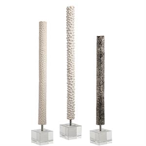 Uttermost Makira Ceramic Crystal and Iron Sculptures in White/Black (Set of 3)