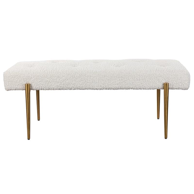 Uttermost Olivier Contemporary Fabric and Stainless Steel Bench in White