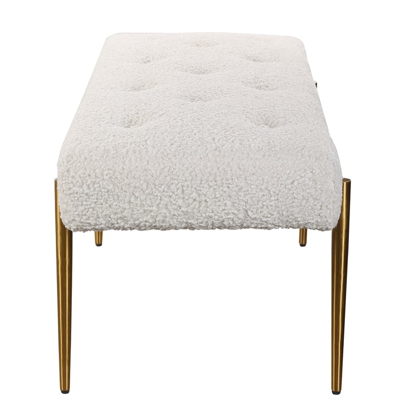 Uttermost Olivier Contemporary Fabric and Stainless Steel Bench in White