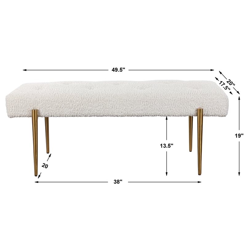 Uttermost Olivier Contemporary Fabric and Stainless Steel Bench in White