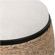 Uttermost Island Coastal MDF and Iron Straw Accent Stool in Black/Beige