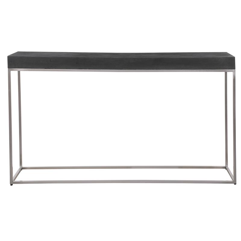 Uttermost Jase Contemporary Wood and Metal Console Table in Black/Silver