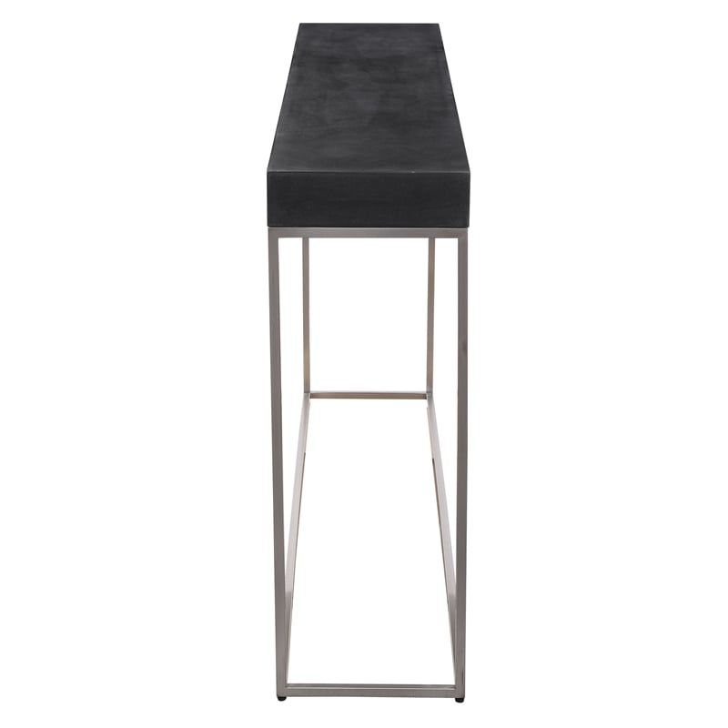 Uttermost Jase Contemporary Wood and Metal Console Table in Black/Silver