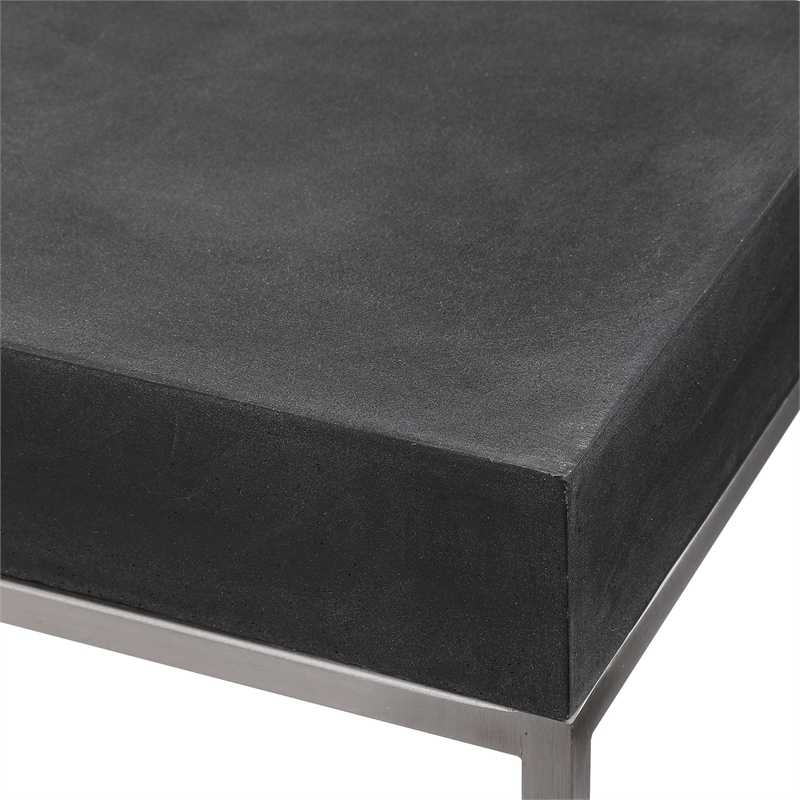 Uttermost Jase Contemporary Wood and Metal Console Table in Black/Silver