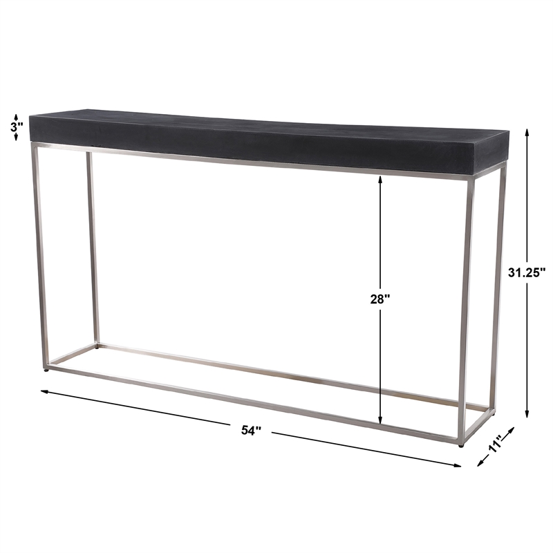 Uttermost Jase Contemporary Wood and Metal Console Table in Black/Silver