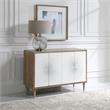 Uttermost Dani 4-Door Contemporary Wood Cabinet in White/Woodtone