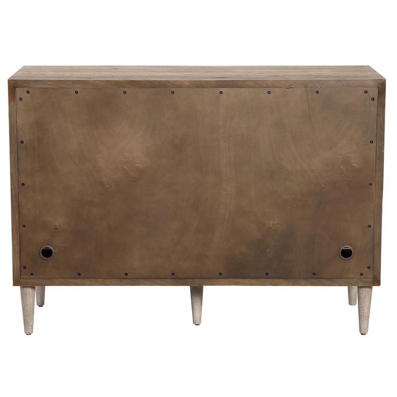 Uttermost Dani 4-Door Contemporary Wood Cabinet in White/Woodtone