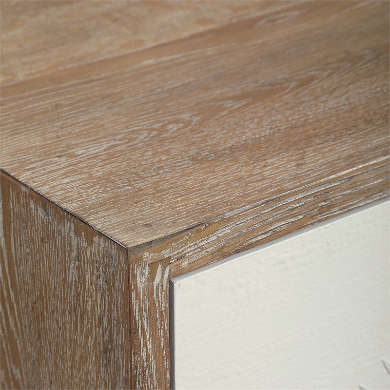 Uttermost Dani 4-Door Contemporary Wood Cabinet in White/Woodtone