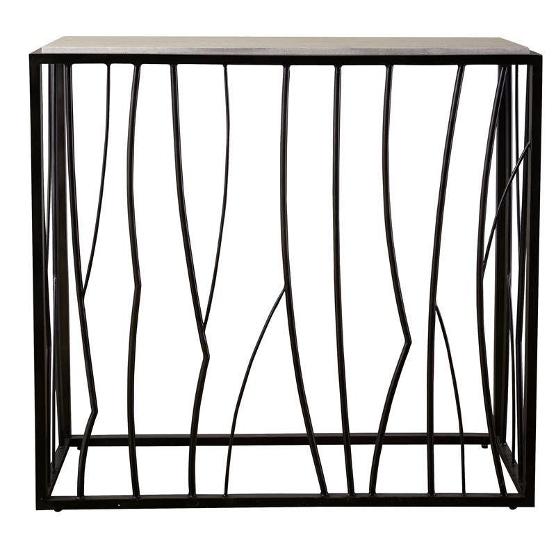 Uttermost Reed Transitional Metal and Stone Console Table in Black/Brown