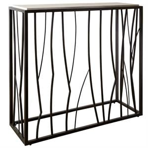 Uttermost Reed Transitional Metal and Stone Console Table in Black/Brown