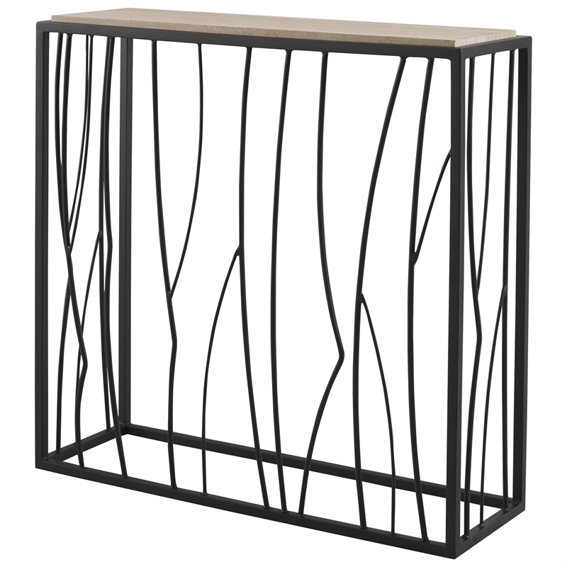 Uttermost Reed Transitional Metal and Stone Console Table in Black/Brown