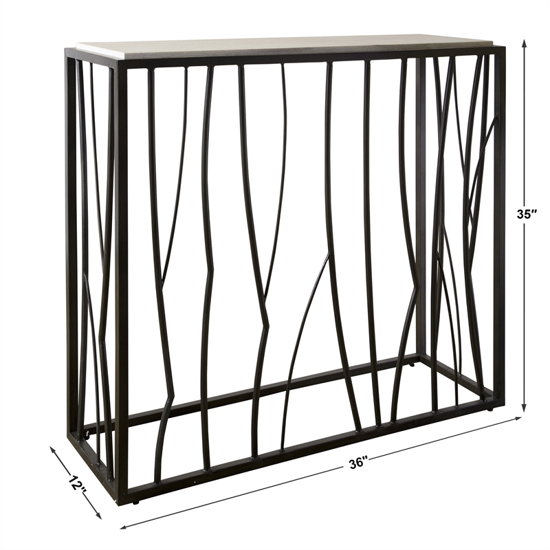 Uttermost Reed Transitional Metal and Stone Console Table in Black/Brown