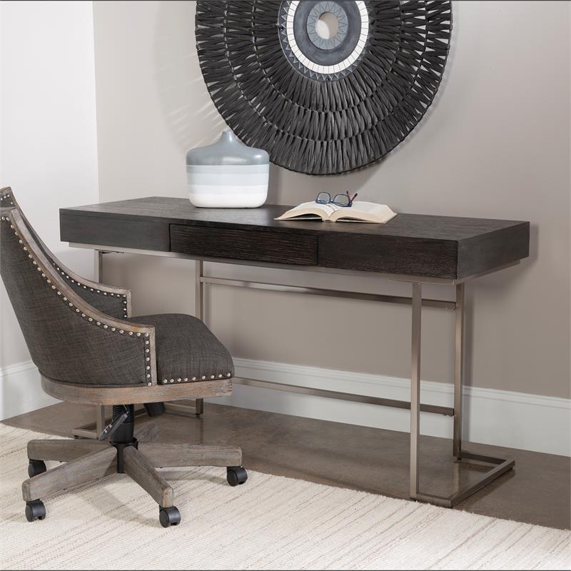 Uttermost Claude Contemporary Wood and Steel Desk in Gray Finish