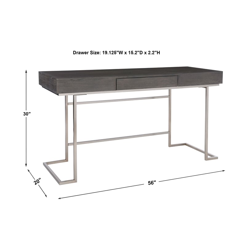 Uttermost Claude Contemporary Wood and Steel Desk in Gray Finish
