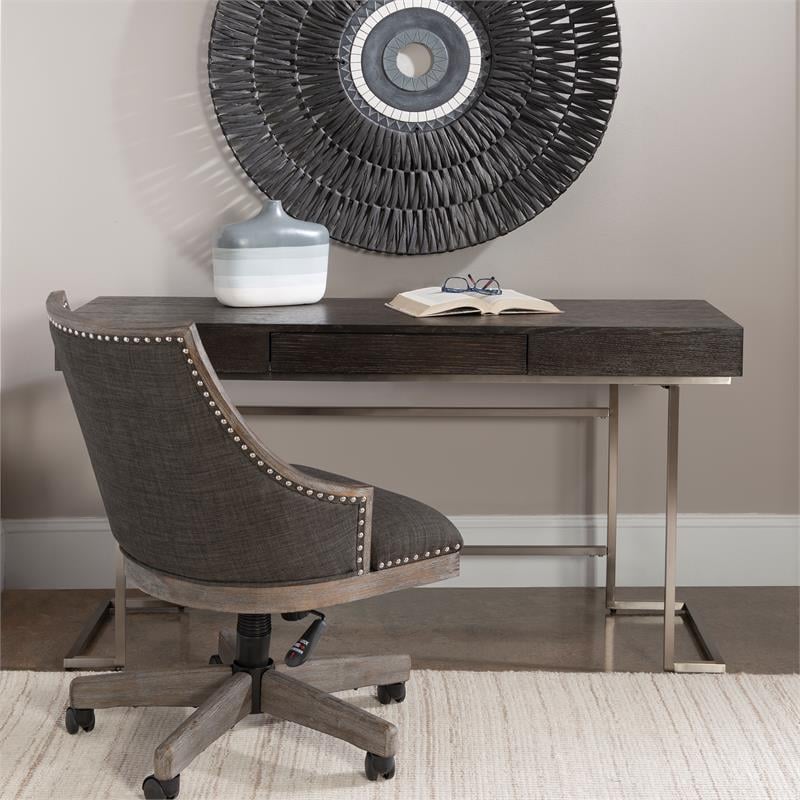 Uttermost Claude Contemporary Wood and Steel Desk in Gray Finish