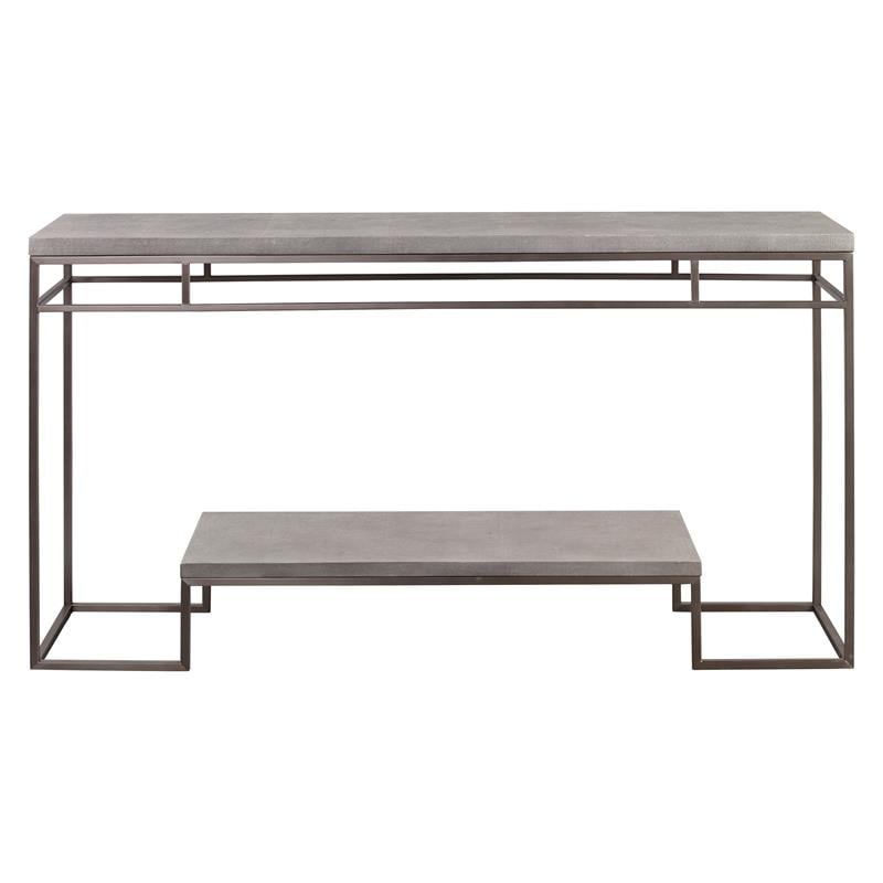 Uttermost Clea Contemporary Stainless Steel and MDF Wood Console Table in Gray