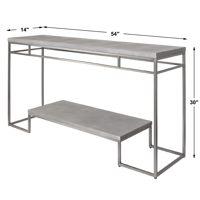 Uttermost Clea Contemporary Stainless Steel and MDF Wood Console Table in Gray
