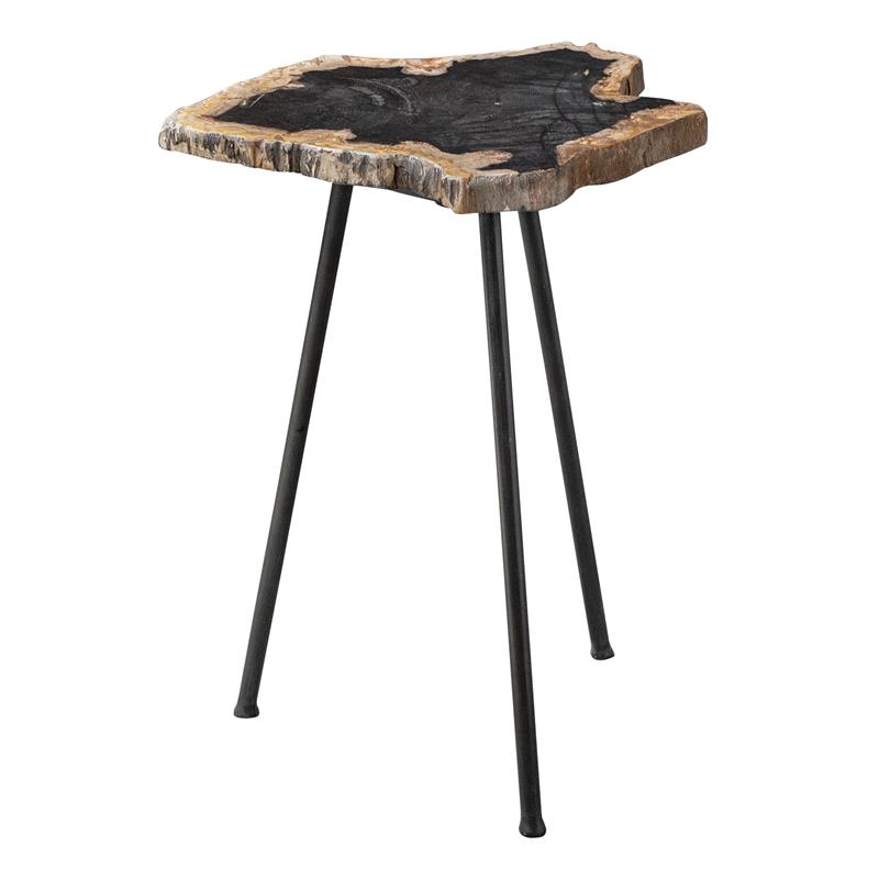 Uttermost Mircea Contemporary Metal Accent Table in Black/Woodtone