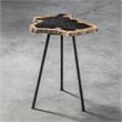 Uttermost Mircea Contemporary Metal Accent Table in Black/Woodtone