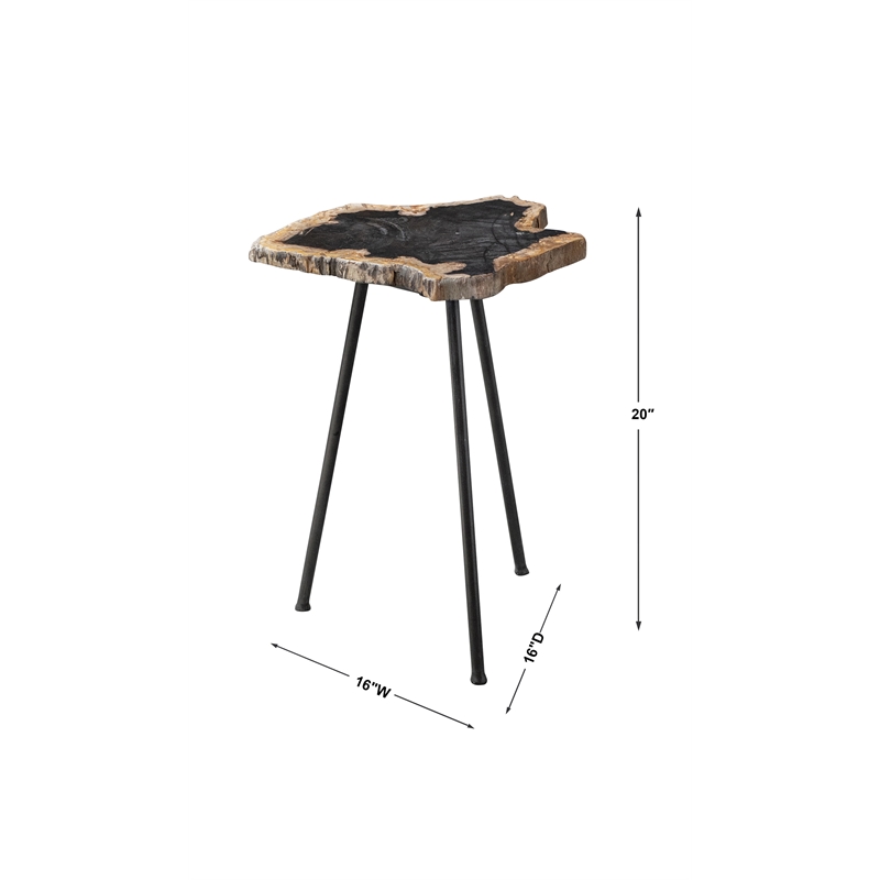 Uttermost Mircea Contemporary Metal Accent Table in Black/Woodtone