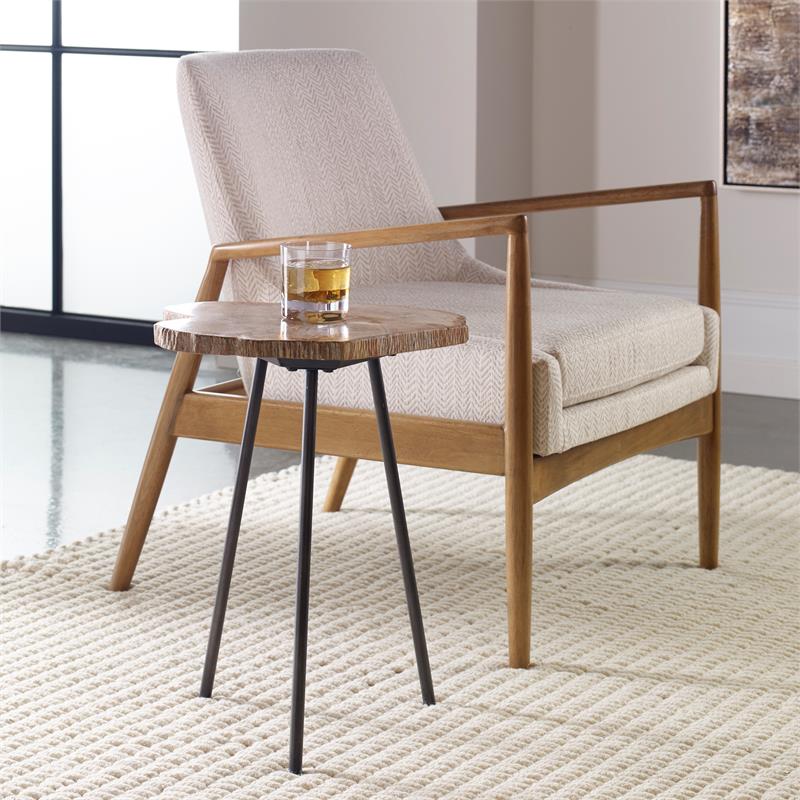 Uttermost Mircea Contemporary Metal Accent Table in Black/Woodtone