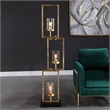 Uttermost Cielo Contemporary Steel and Glass Floor Lamp in Black/Gold