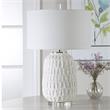 Uttermost Caelina Steel Ceramic Crystal and Fabric Table Lamp in White