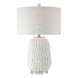 Uttermost Caelina Steel Ceramic Crystal and Fabric Table Lamp in White