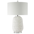 Uttermost Caelina Steel Ceramic Crystal and Fabric Table Lamp in White