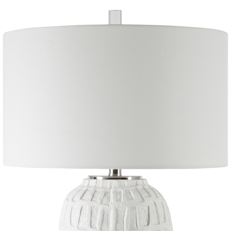 Uttermost Caelina Steel Ceramic Crystal and Fabric Table Lamp in White