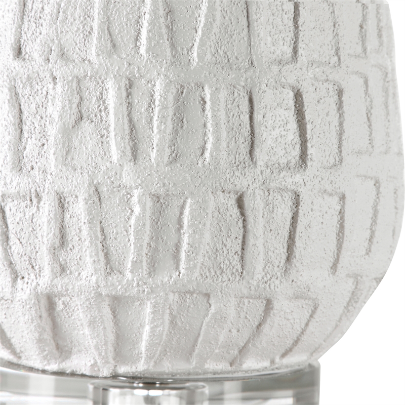 Uttermost Caelina Steel Ceramic Crystal and Fabric Table Lamp in White
