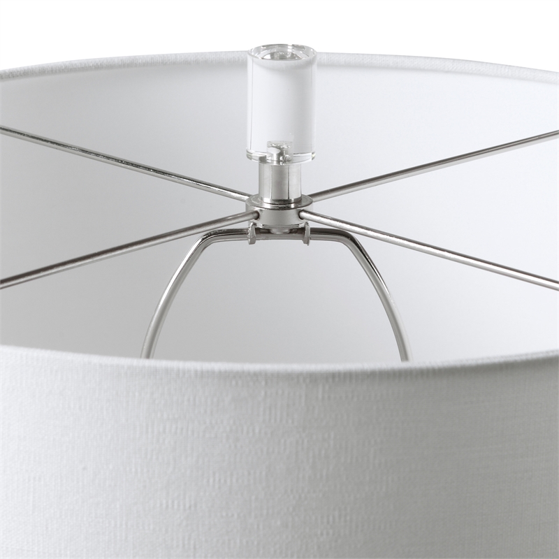 Uttermost Caelina Steel Ceramic Crystal and Fabric Table Lamp in White
