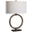 Uttermost Contemporary Resin Marble Iron and Fabric Table Lamp in Gold