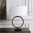 Uttermost Contemporary Resin Marble Iron and Fabric Table Lamp in Gold