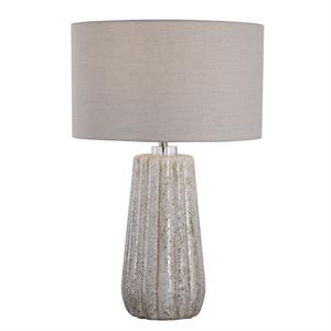 uttermost pikes ceramic steel and crystal table lamp in brown and white