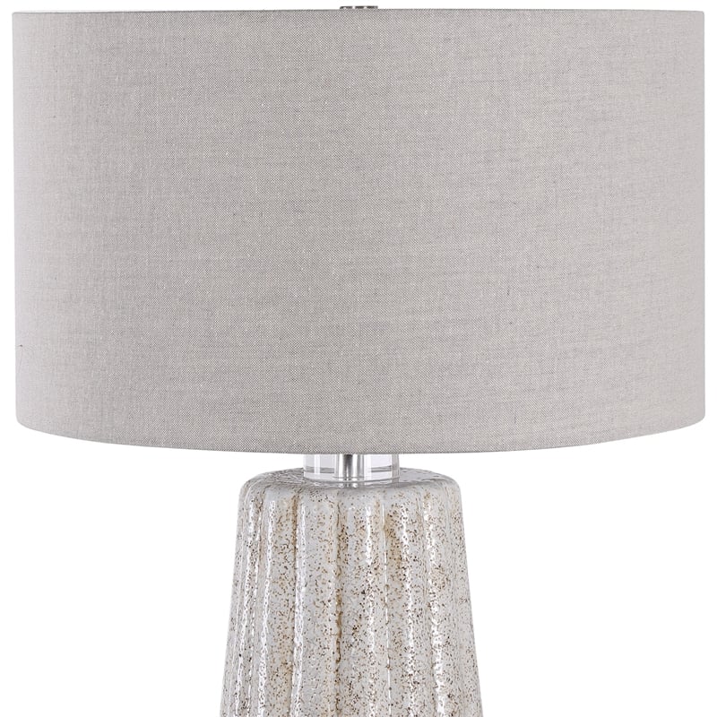 Uttermost Pikes Ceramic Steel and Crystal Table Lamp in Brown and White