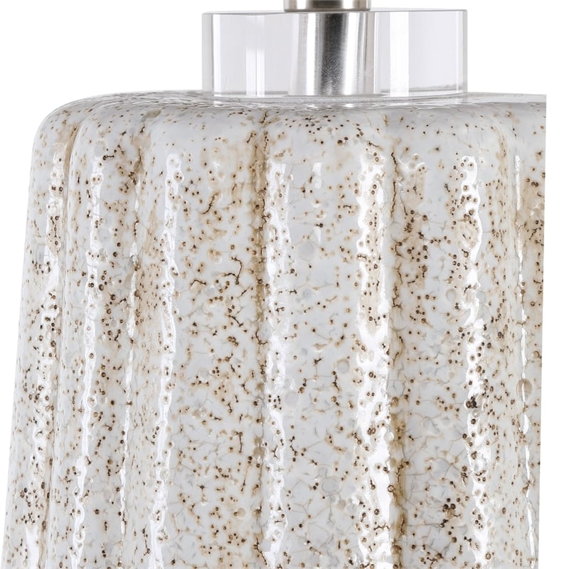 Uttermost Pikes Ceramic Steel and Crystal Table Lamp in Brown and White