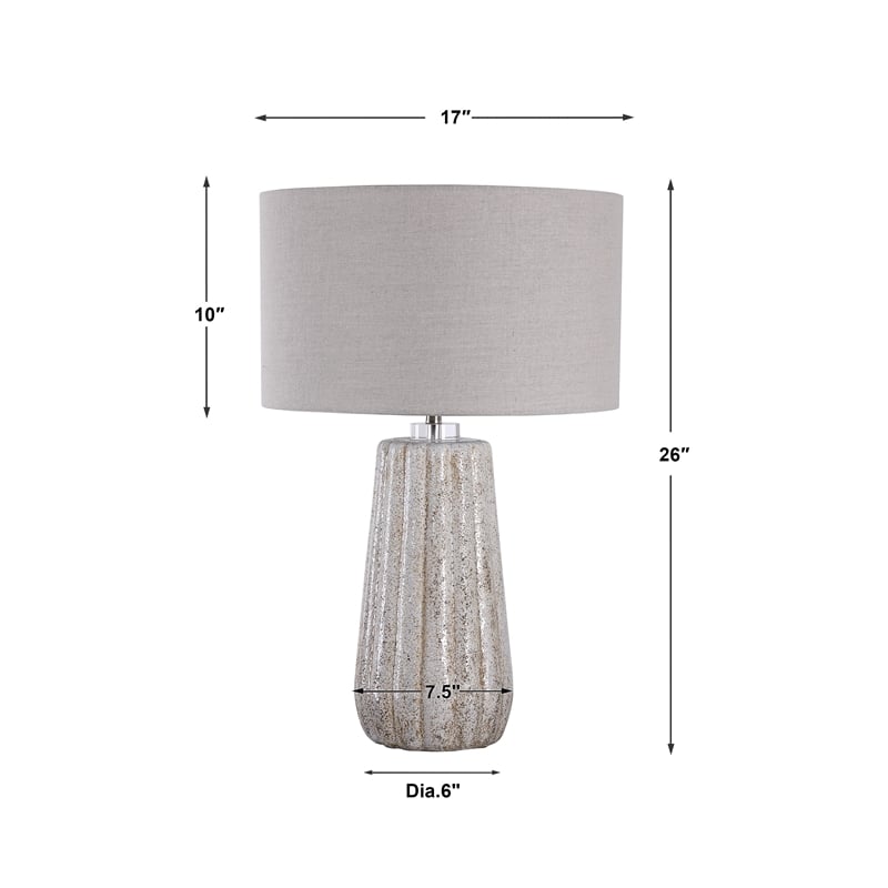 Uttermost Pikes Ceramic Steel and Crystal Table Lamp in Brown and White
