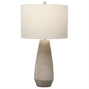 uttermost volterra transitional ceramic and steel table lamp in brown/gray