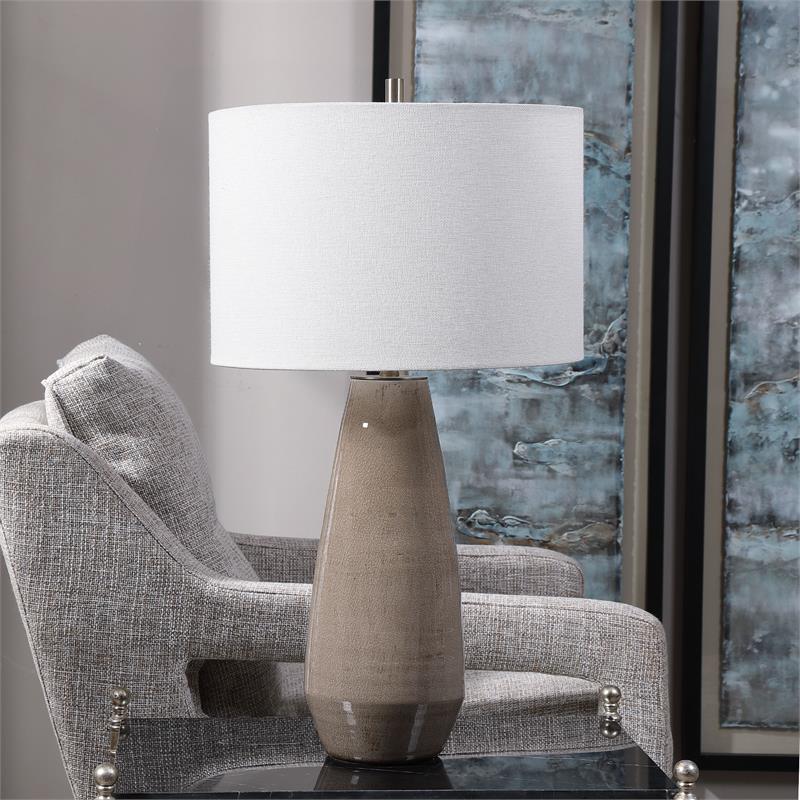 Uttermost Volterra Transitional Ceramic and Steel Table Lamp in Brown/Gray