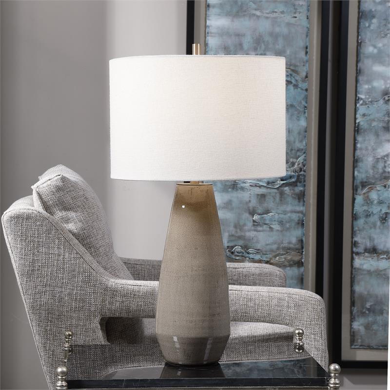 Uttermost Volterra Transitional Ceramic and Steel Table Lamp in Brown/Gray