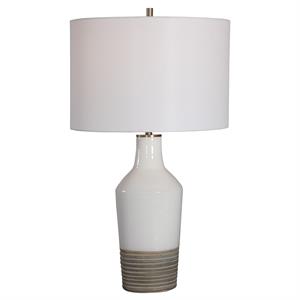 Uttermost Dakota Transitional Ceramic and Steel Table Lamp in White