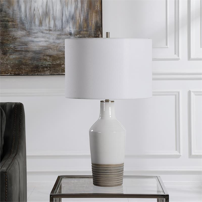 Uttermost Dakota Transitional Ceramic and Steel Table Lamp in White