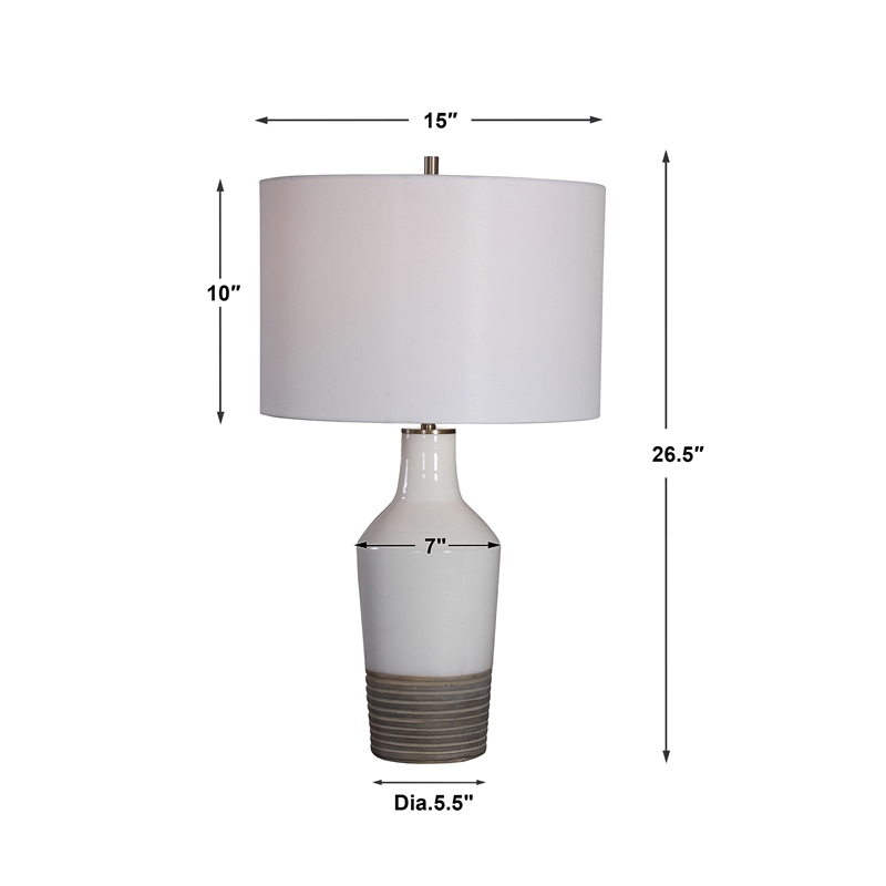 Uttermost Dakota Transitional Ceramic and Steel Table Lamp in White