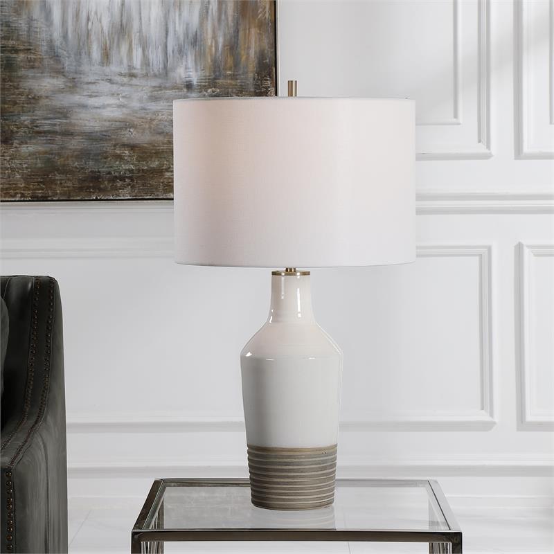 Uttermost Dakota Transitional Ceramic and Steel Table Lamp in White
