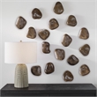 Uttermost Pebbles Contemporary Wood Wall Decor in Walnut (Set of 9)