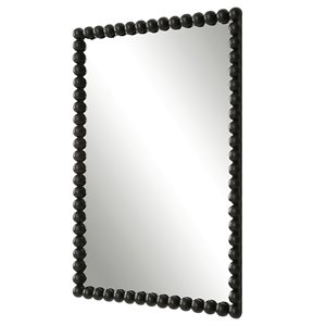 Uttermost Serna Contemporary Iron Metal and MDF Vanity Mirror in Satin Black