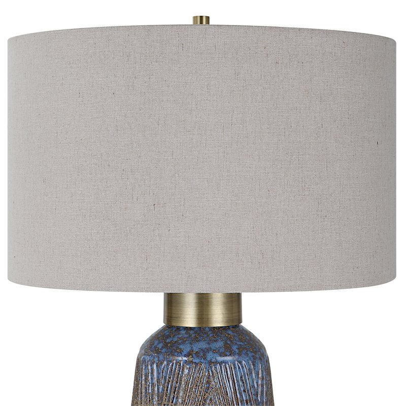 Uttermost Western Sky Ceramic and Fabric Table Lamp in Blue/Bronze