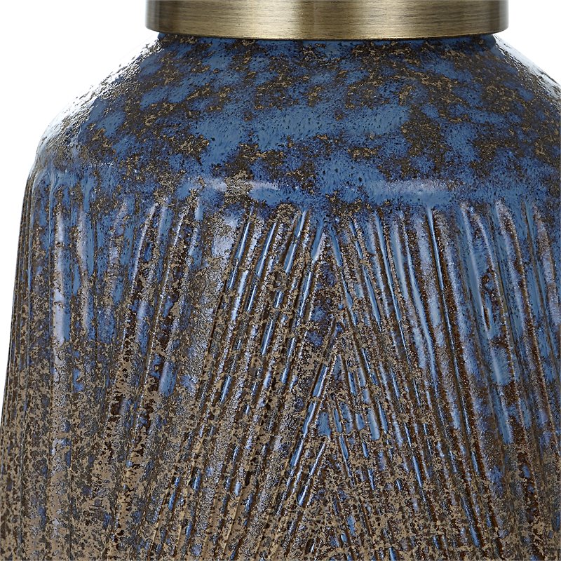Uttermost Western Sky Ceramic and Fabric Table Lamp in Blue/Bronze