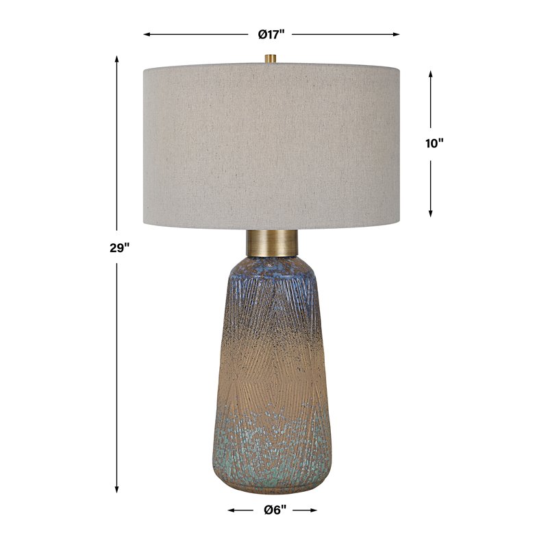 Uttermost Western Sky Ceramic and Fabric Table Lamp in Blue/Bronze